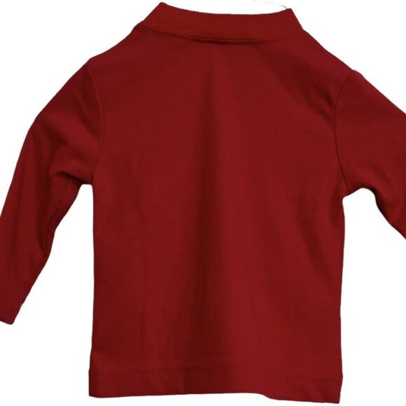 Petit Bebe Mock Neck Shirt Baby Boys Dark Red Long Sleeve Cotton Pullover Sz 9M - Picture 3 of 11